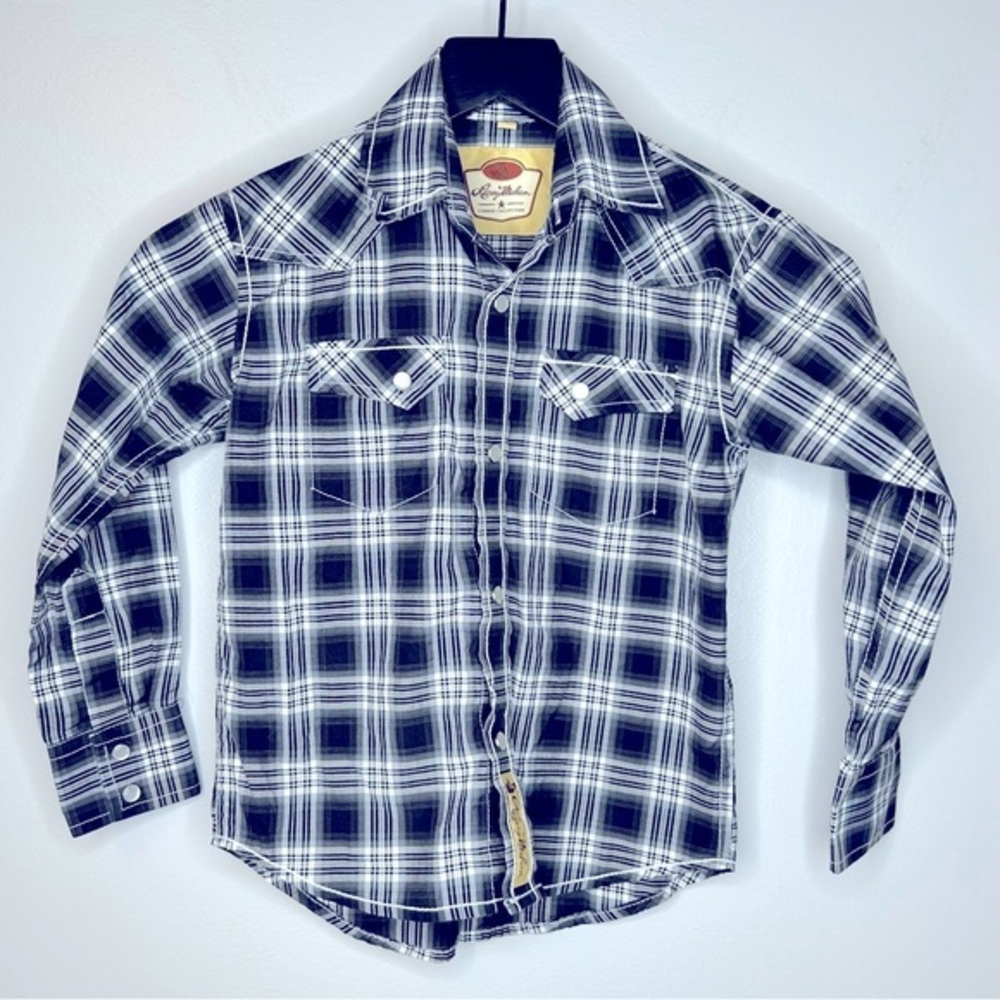 Larry Mahan‎ Boys Button Down Western Shirt Pearl Snap Size S